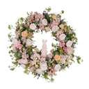 Wholesale Artificial Easter Bunny Wreath with Pastel Roses and Hydrangea Spring Door Decor