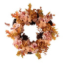 Handcrafted Autumn Faux Peony and Hydrangea Wreath with Pinecones - 26" Warm Blush and Ochre Fall Wall Decor