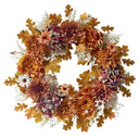 Handcrafted Autumn Faux Dahlia and Mum Wreath - 22" Rust and Burgundy Harvest Wall Decor