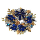 Blue Christmas Ribbon Gold Wreaths