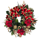 Red Premium Ribbon and Red Christmas Flowers Wreaths