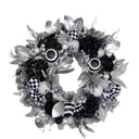 Black and silver plastic balls, silver leaves Halloween Wreaths