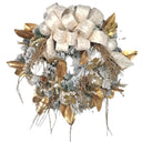 Premium White Ribbon and Gold Ornaments Wreaths