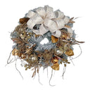 Premium White Ribbon and Gold Ornaments Wreaths