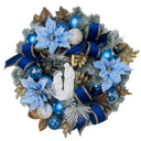 Blue Premium Ribbon and Blue Christmas Flowers Wreaths