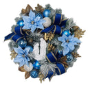 Blue Premium Ribbon and Blue Christmas Flowers Wreaths