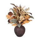 Faux Oak Leaf and Pampas Grass Arrangement in Matte Chocolate Vase