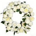 Elegant White Artificial Rose & Peony Wreath - Faux Floral Decor for Weddings, Home Staging & Retail Displays