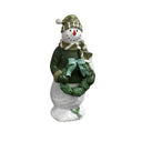 Wholesale Cute Resin Snowman Figurine with Mint Bow-Rustic Christmas Tabletop Decor