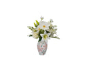 Wholesale Artificial White Lily Flower Arrangement in Hand-Painted Ceramic Vase