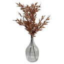 Minimalist Artificial Autumn Foliage - Faux Dried Terracotta Maple Leaves in Clear Glass Bottle for Modern Home Decor