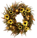 Faux Harvest Sunflower and Wild Grass Wreath