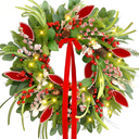 Wholesale Christmas Wreath Outdoor Pre-lit Christmas Wreaths for Front Door-24 Inch Xmas Door Wreath with Pine Needles Pine Cones and Red Berries- Farmhouse Home Christmas Decorations