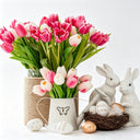 Wholesale Lifelike Tulip Potted Plant – Velvet Red Artificial Tulips in White Ceramic Pot, Spring Easter Home Decor, Table Centerpiece for Wedding & Gift