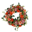 Wholesale Artificial Orange Pink Rose Wreath for Front Door - Summer Silk Flower Wreath for Wedding & Home Decor