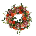 Wholesale Artificial Orange Pink Rose Wreath for Front Door - Summer Silk Flower Wreath for Wedding & Home Decor