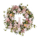 Wholesale Easter Bunny Artificial Flower Wreath - Pink Spring Floral Wreath for Front Door & Easter Decor