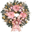 22inch Christmas Pink Wreath Elegant Magnolia Christmas Door Wreath,Festive Winter Decor,Pink Decorations for Wedding