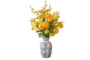 Orange peony, yellow needle-pad chrysanthemum, floral ceramic planter