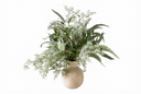 Artificial Cascading Foliage Arrangement in Textured Stone Vase,Faux Green Botanical Centerpiece for Boho & Wabi-Sabi Decor