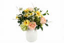 Cheerful Spring Floral Bouquet in Rustic Jug,Artificial Farmhouse Centerpiece for Easter, Mother’s Day & Home Decor