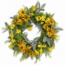 Artificial Wildflower Wreath for Front Door,Yellow Daisy & Eucalyptus Greenery Floral Wreath for Spring Summer Home Decor