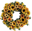 Artificial Fall Sunflower Wreath for Front Door,Large Autumn Harvest Floral Wreath with Orange & Yellow Blooms for Thanksgiving Decor